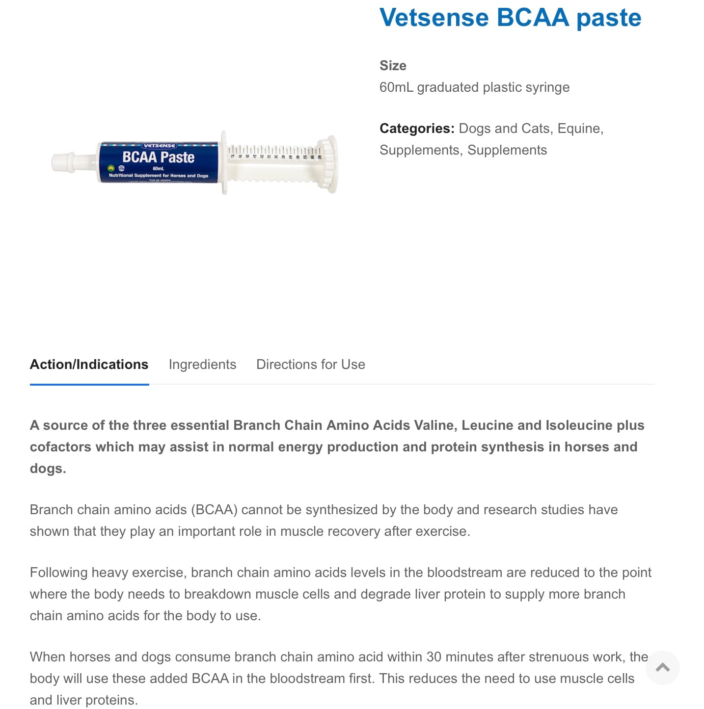 Vetsense - BCAA paste 60ml