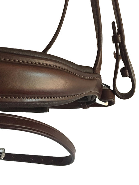 DBA Havana Italian Leather Anatomical Bridle with Convertible Noseband and Curved Austrian Crystal brow band